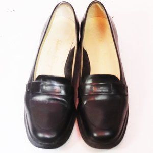 SALVATORE FERRAGAMO BLACK LEATHER LOAFER SIZE 9AAA